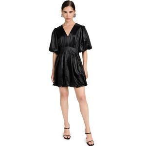 Simkhai Luisa Puff Sleeve Bubble Mini Dress Black Women's Size 12